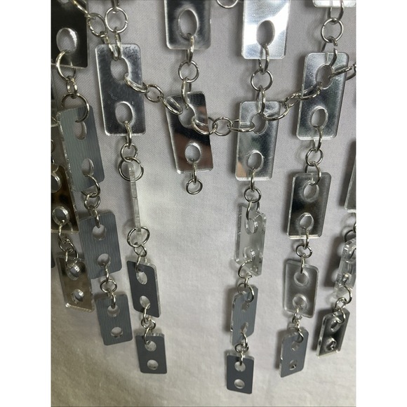NEW FLAWED GEM Zara Silver Rectangular Mirror Metallic Round Neck Tank Top NYE M - Picture 5 of 7